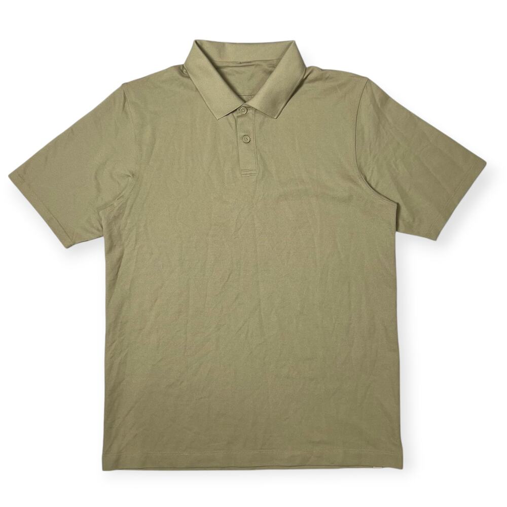 Lululemon Compass Pique Polo SIZE S Tan Khaki Classic Fit Short Sleeve